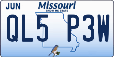 MO license plate QL5P3W