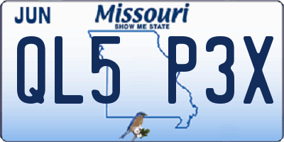 MO license plate QL5P3X