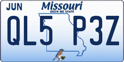 MO license plate QL5P3Z