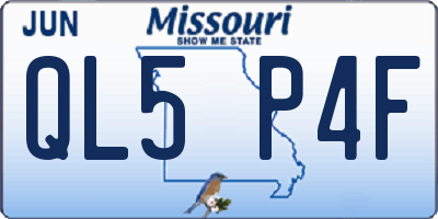 MO license plate QL5P4F