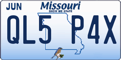 MO license plate QL5P4X