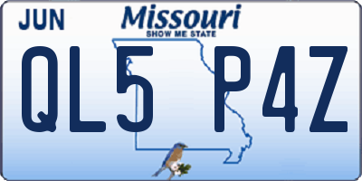 MO license plate QL5P4Z