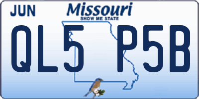 MO license plate QL5P5B
