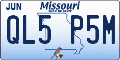 MO license plate QL5P5M