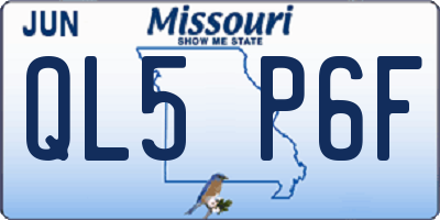 MO license plate QL5P6F