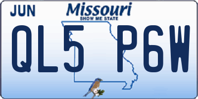 MO license plate QL5P6W
