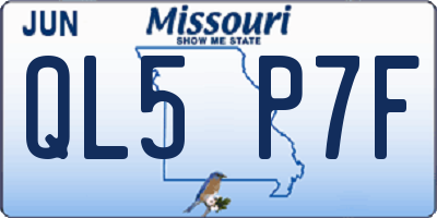 MO license plate QL5P7F