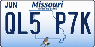 MO license plate QL5P7K