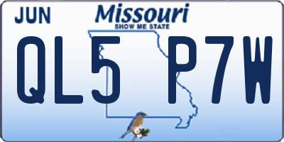 MO license plate QL5P7W