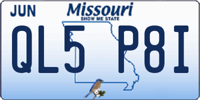 MO license plate QL5P8I