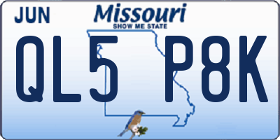 MO license plate QL5P8K