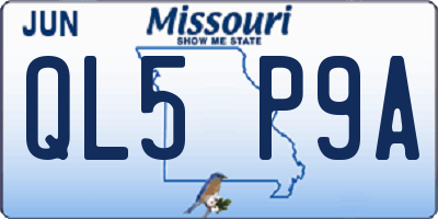 MO license plate QL5P9A