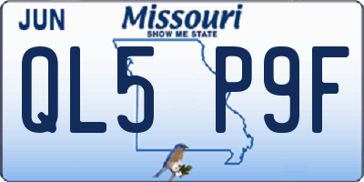 MO license plate QL5P9F