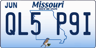 MO license plate QL5P9I