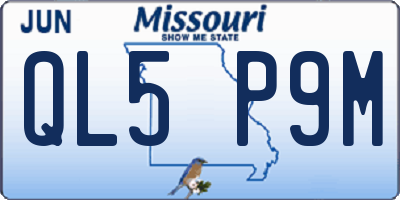 MO license plate QL5P9M