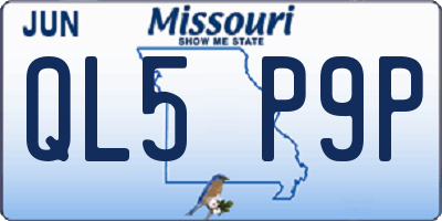 MO license plate QL5P9P