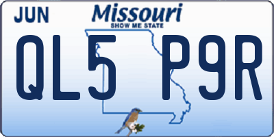 MO license plate QL5P9R