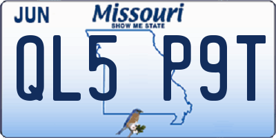 MO license plate QL5P9T