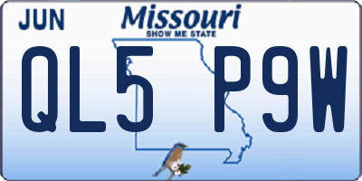 MO license plate QL5P9W
