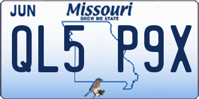 MO license plate QL5P9X