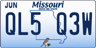 MO license plate QL5Q3W