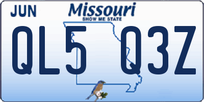 MO license plate QL5Q3Z