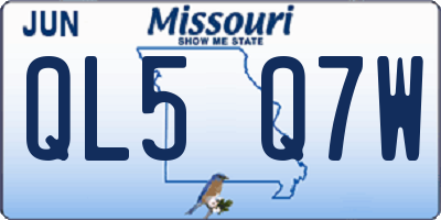 MO license plate QL5Q7W