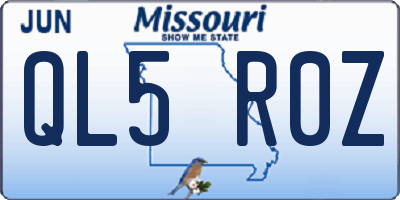 MO license plate QL5R0Z