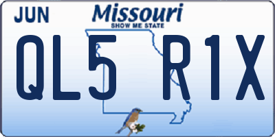MO license plate QL5R1X