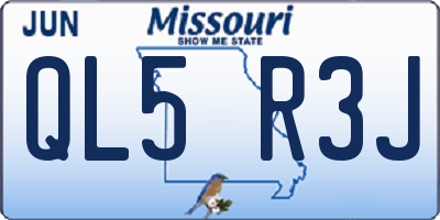 MO license plate QL5R3J