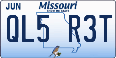 MO license plate QL5R3T