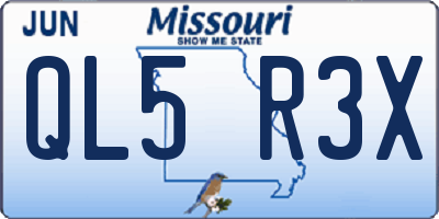 MO license plate QL5R3X