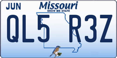 MO license plate QL5R3Z