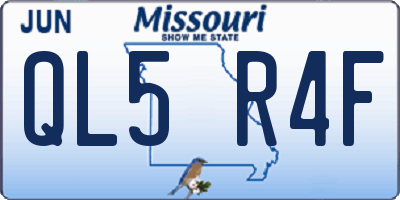 MO license plate QL5R4F