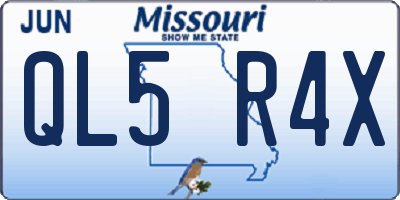 MO license plate QL5R4X
