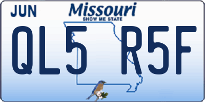 MO license plate QL5R5F
