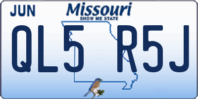 MO license plate QL5R5J