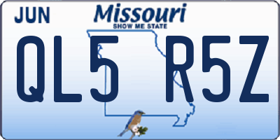 MO license plate QL5R5Z