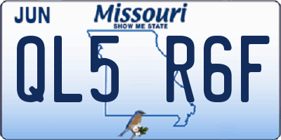 MO license plate QL5R6F