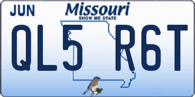 MO license plate QL5R6T