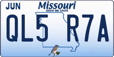 MO license plate QL5R7A