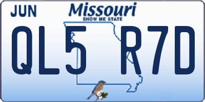 MO license plate QL5R7D