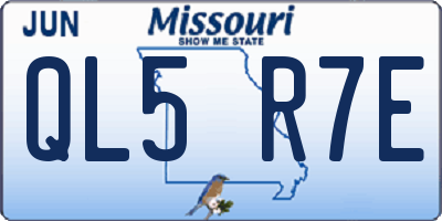 MO license plate QL5R7E