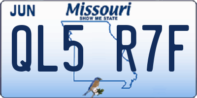 MO license plate QL5R7F