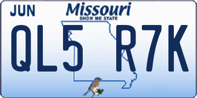 MO license plate QL5R7K