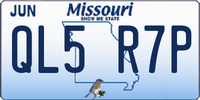 MO license plate QL5R7P