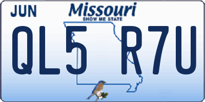 MO license plate QL5R7U