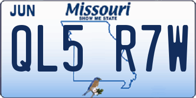 MO license plate QL5R7W