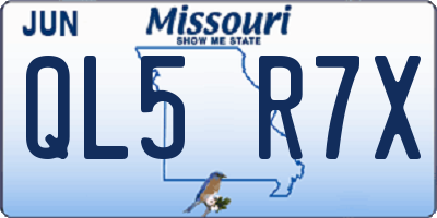 MO license plate QL5R7X