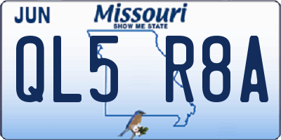 MO license plate QL5R8A